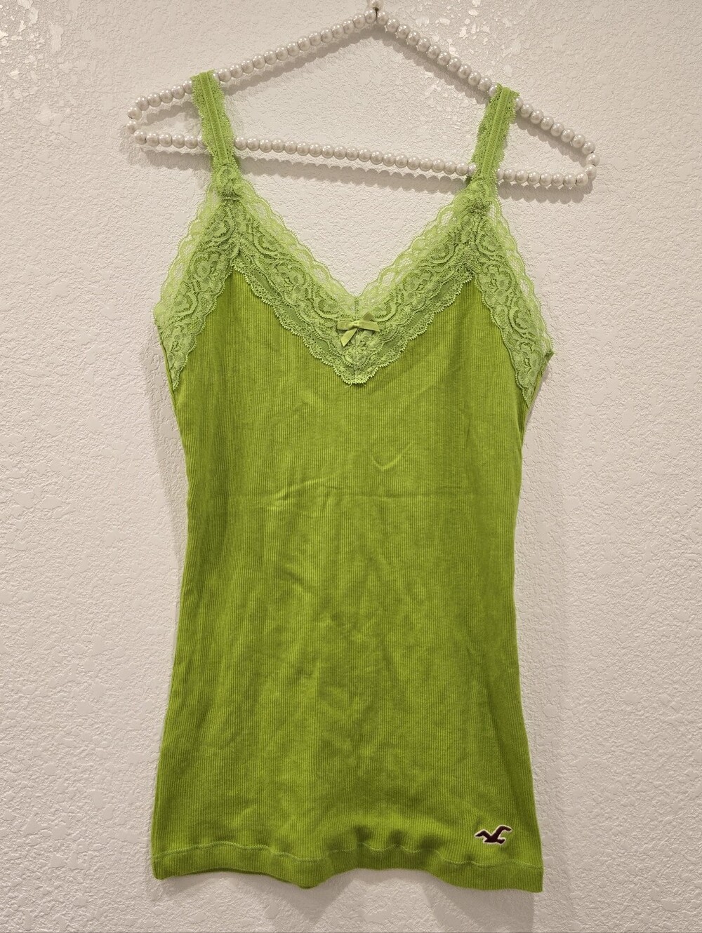 Vintage Y2k Hollister Lace Tank Green Lime Medium
